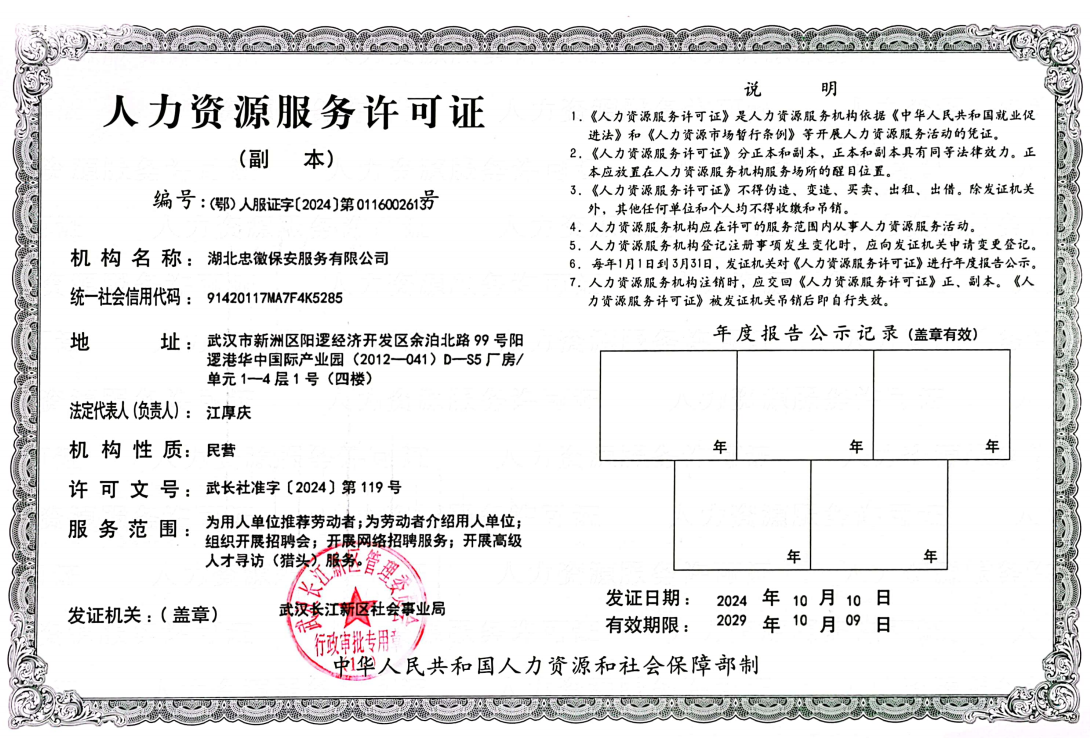 人力资源服务许可证